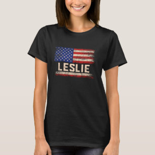T-shirt Leslie Prénom Chemise Leslie Nom drapeau américain