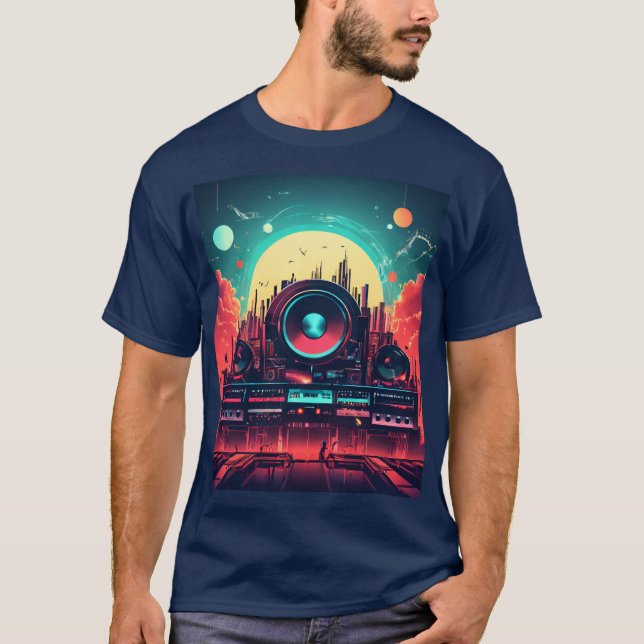 T-shirt L'espace animé par la musique (Devant)