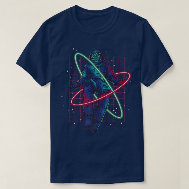 T-shirt L'espace astronaute flottant sur la Lune Planètes  (Design devant)