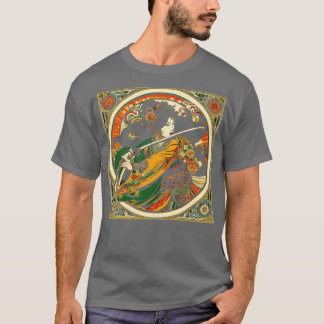 T-shirt L'espadon chinois dans un style Art Nouveau Mucha