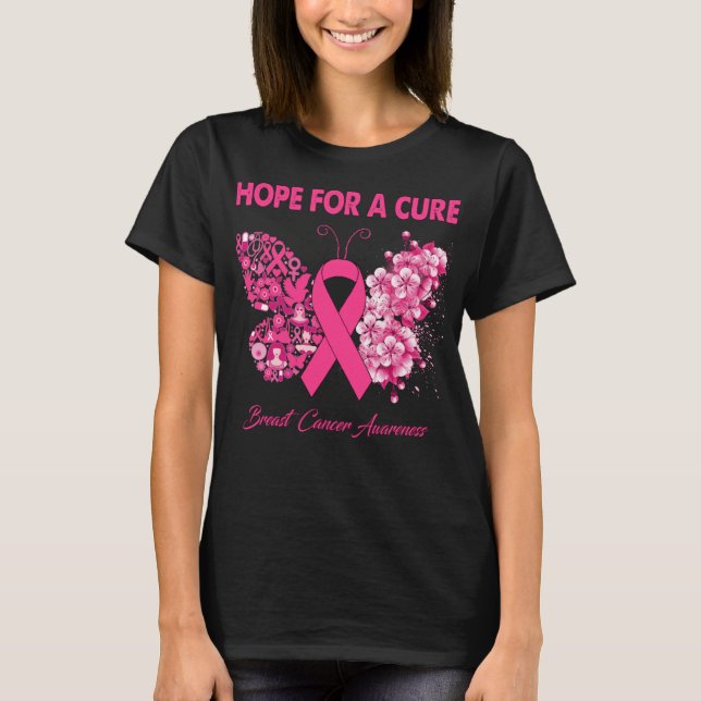 T-shirt L'Espoir Des Papillons Pour Un Guerrier Du Cancer  (Devant)