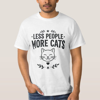 T-shirt Less People More Cats Vintage Sarcastic Cat Design
