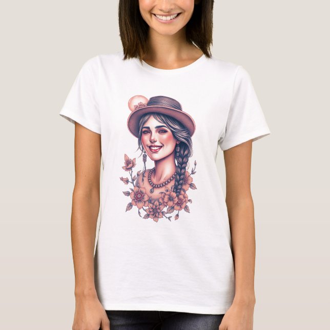 T-shirt L'essence de la femme : grâce, force et beauté (Devant)