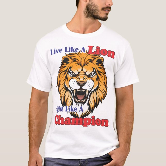 T-shirt L'esthétique audacieuse d'un lion rugissant (Devant)