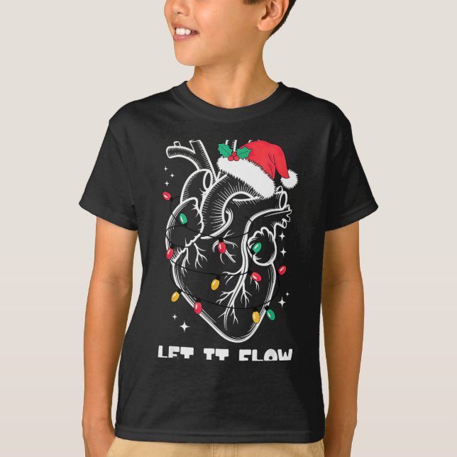 T-shirt Let It Flow Anatomy Heart Santa Xmas  (Devant)