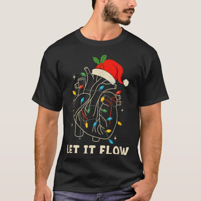 T-shirt Let It Flow Funny Anatomical Heart Christmas, Medi (Devant)