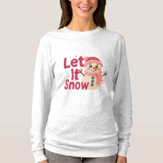 T-shirt Let It Snow Women’s – Faux Embroidery Snowman
