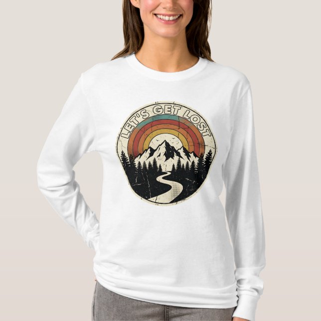 T-shirt Let’s Get Lost Retro Mountain Adventure Outdoor (Devant)