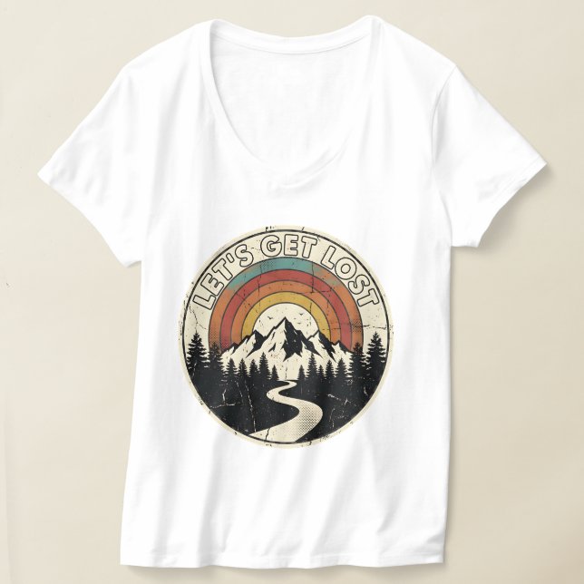 T-shirt Let’s Get Lost Retro Mountain Adventure Outdoor (Poser)