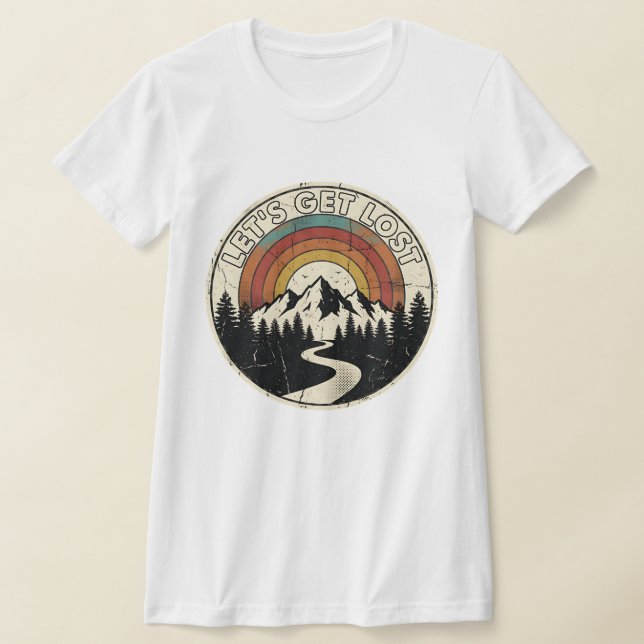 T-shirt Let’s Get Lost Retro Mountain Adventure Outdoor (Poser)