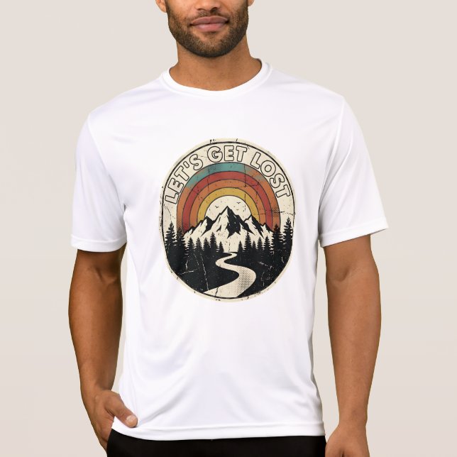 T-shirt Let’s Get Lost Retro Mountain Adventure Outdoor (Devant)