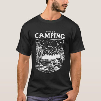 T-shirt Let’s Go Camping – Retro Outdoor Adventure Nature 
