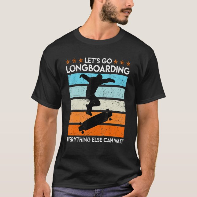 T-shirt Let S Go Longboard Vintage Longboard (Devant)