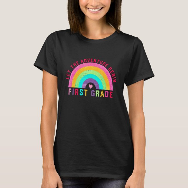 T-shirt Let The Adventure Begin First Grade Rainbow  1st G (Devant)