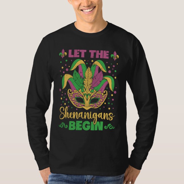 T-shirt Let The Shenanigans Begin Mask Purple Green Yellow (Devant)