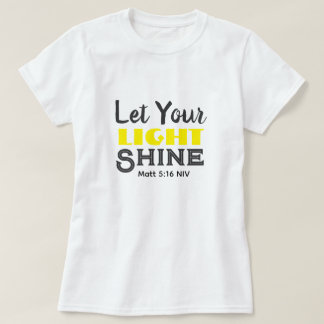 T-shirt Let Your Light Shine Bible Verse Yellow Cute 