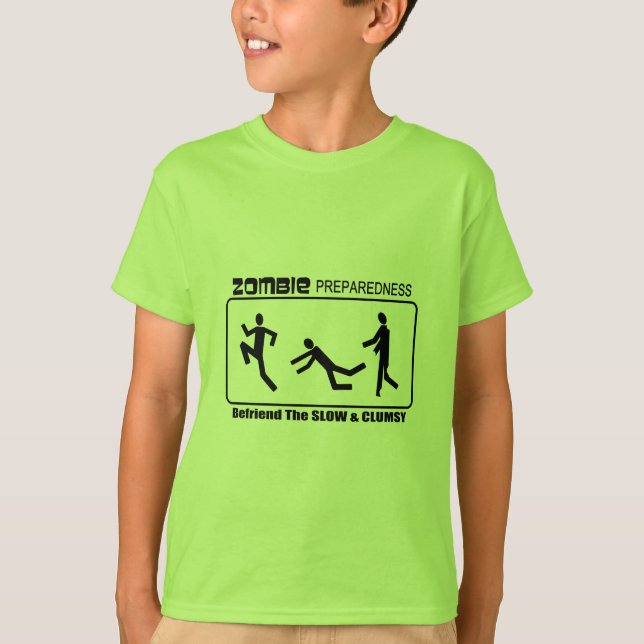 T-shirt L'état de préparation de zombi traitent en ami (Devant)