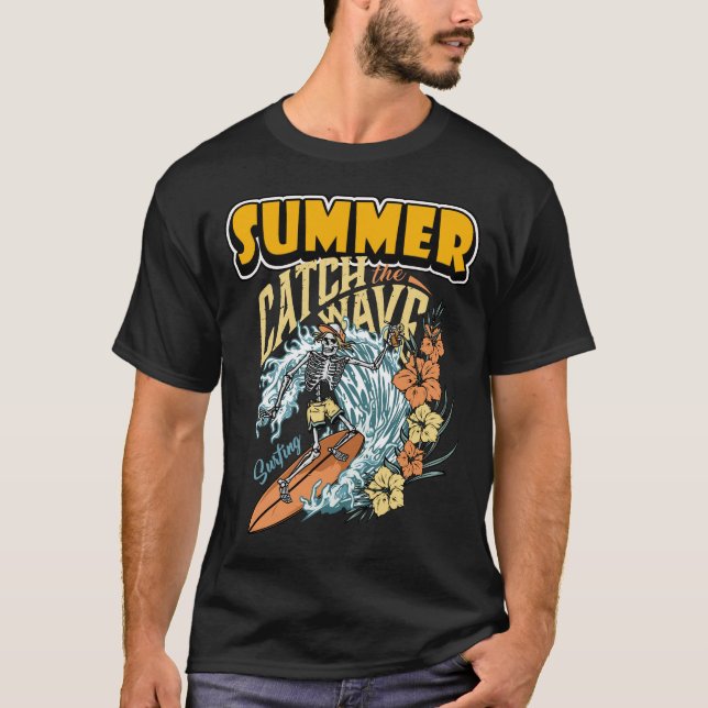 T-shirt L'été attraper la vague (Devant)