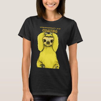 T-shirt L'Été Est Venu Jaune Fente Assis