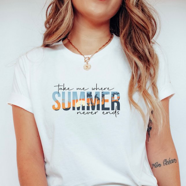 T-shirt L'été tropical ne finit jamais ; coucher de soleil (Créateur téléchargé)