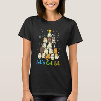 T-shirt Let's Get Lit Cats Christmas Tree Cute Cat Christ