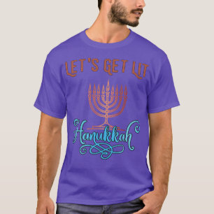 T-shirt Let's Get Lit Hanukkah Pajamakah Menorah Nine Cand