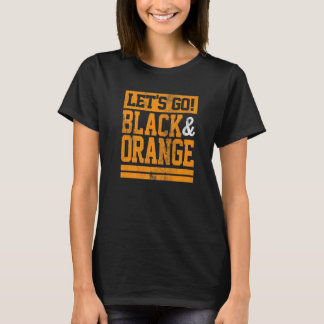 T-shirt Let's Go Black & Orange Team Colors Vintage Game D