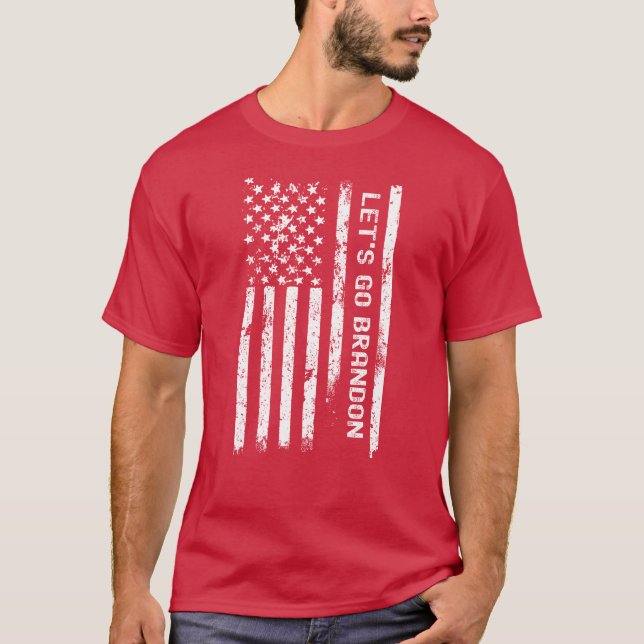 T-shirt Lets Go Brandon - Distressed US Flag (Devant)