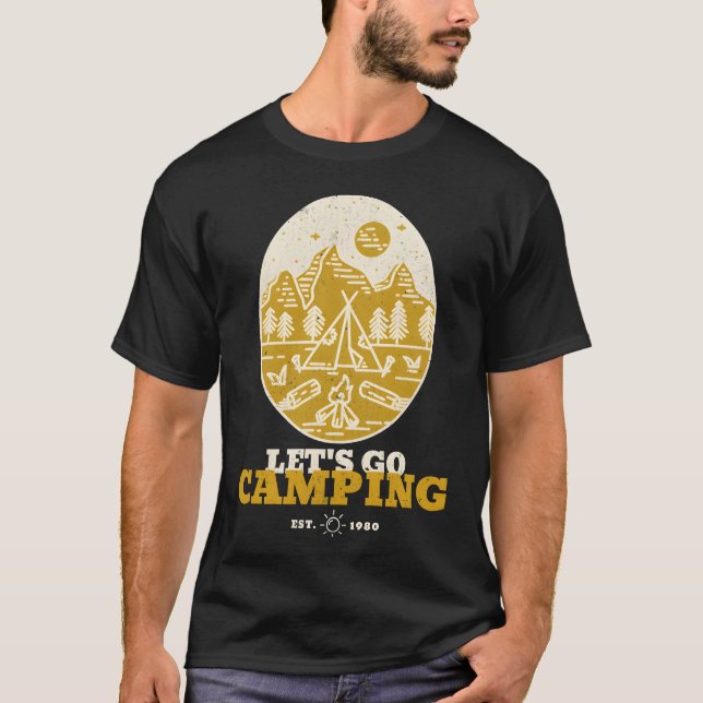 T-shirt Lets Go Camping Adventureee retro (Devant)