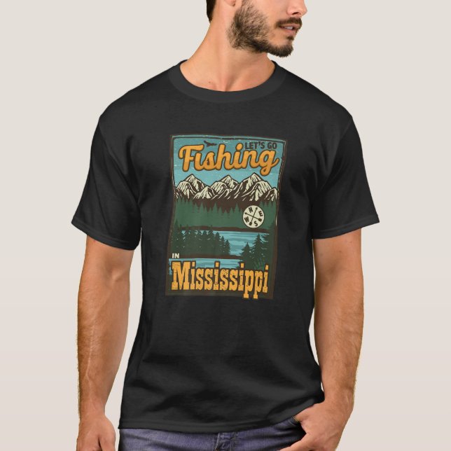 T-shirt Let's Go Fishing In Mississippi Vintage (Devant)