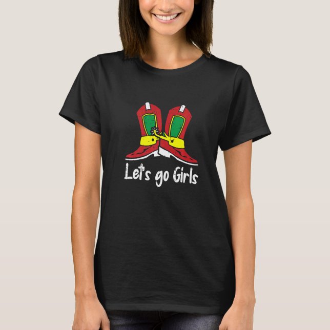 T-shirt Lets Go Girls Christmas Pajama Cool Western Cowgir (Devant)