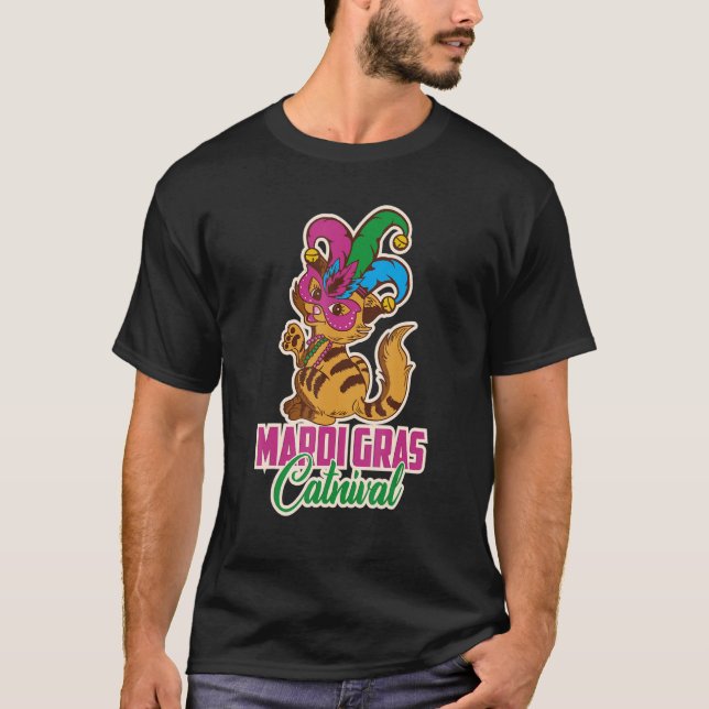 T-shirt Let's Mardi gras y'all carnival cat mask catrival (Devant)