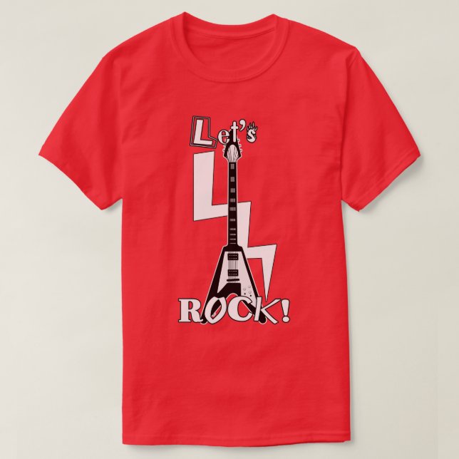T-shirt Lets Rock Flying V Guitar (Design devant)