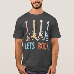 T-shirt Lets Rock Guitare Vintage Retro Rock Music Lover