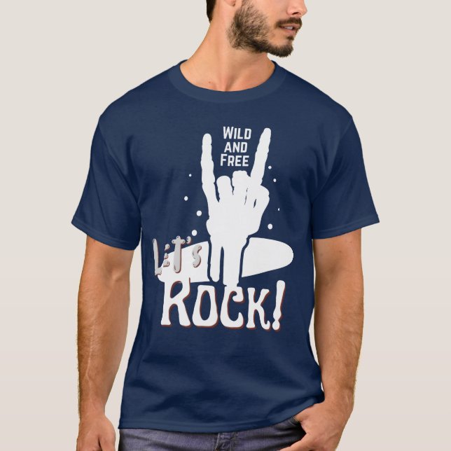 T-shirt Lets Rock Music Loversshirt retro (Devant)