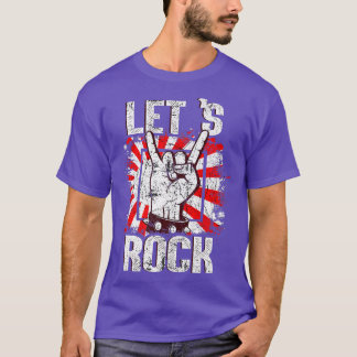 T-shirt Lets Rock Vintage Rock And Roll Music Lovers1622