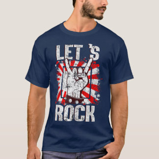 T-shirt Lets Rock Vintage Rock And Roll Music Lovers 1618