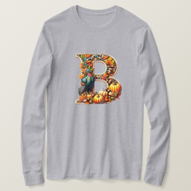 T-shirt Letter B in Thanksgiving style (Design devant)
