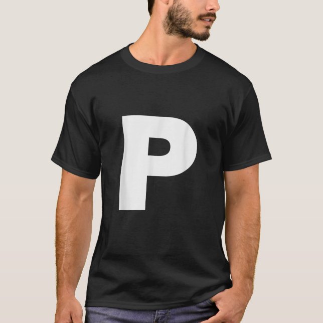 T-shirt Letter P Capital Alphabet Monogram Initial  (Devant)