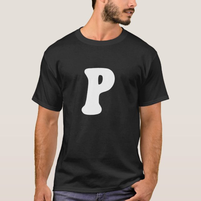 T-shirt Letter P Capital Alphabet Team Groups Costume Matc (Devant)