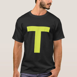 T-shirt Letter T in Yellow on Green Costume Halloween Part