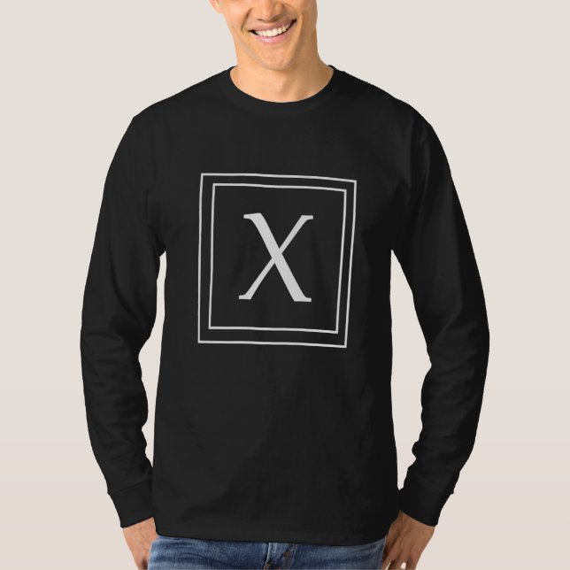 T-shirt Letter X Monogram English Alphabet X Initial Gray  (Devant)
