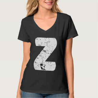 T-shirt Letter Z Big Capital Alphabet Monogram Distressed