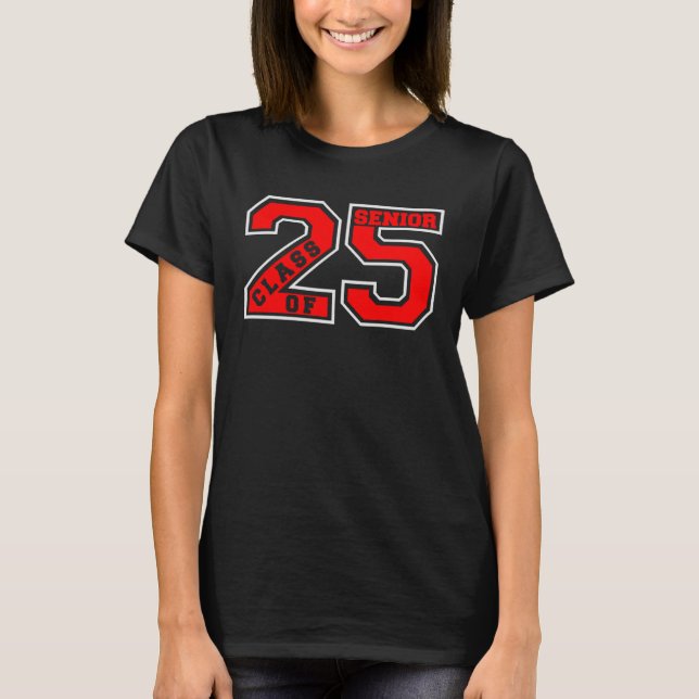 T-SHIRT LETTERMAN CLASS OF 2025 SENIOR SWAG  RED  SENIOR C (Devant)