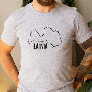T-shirt Lettonie Carte du pays Plan de la frontière nation