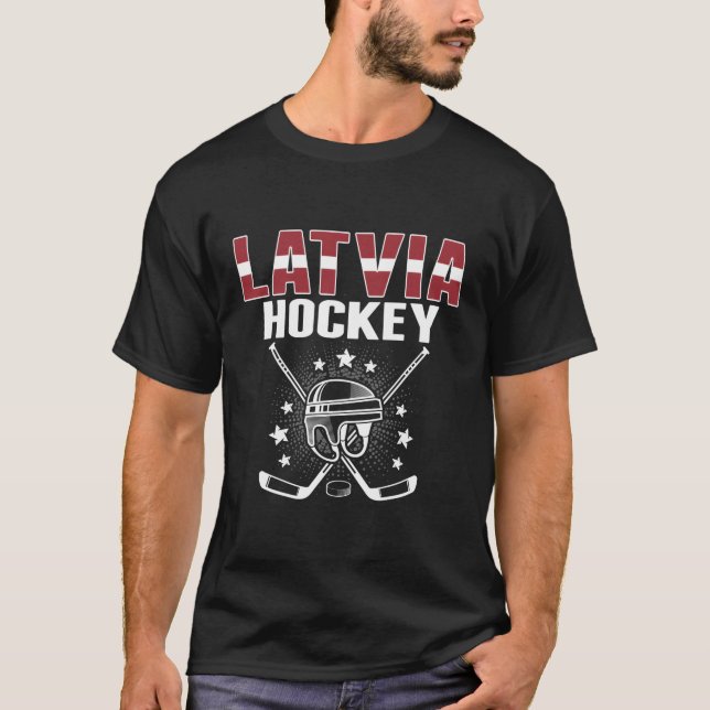 T-shirt Lettonie Ventilateurs de hockey sur glace Jersey D (Devant)