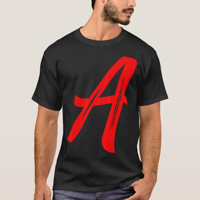 T-shirt Lettre A Alphabet Grand Rouge Graphique Initial (Devant)