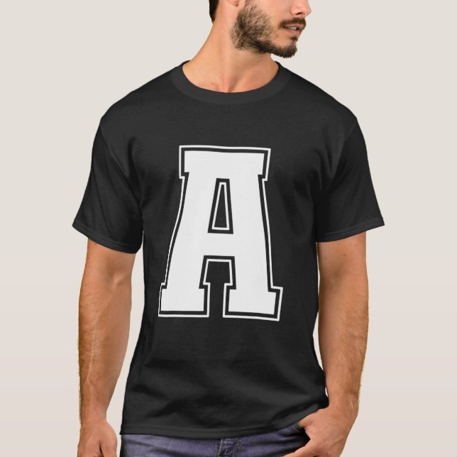 T-shirt Lettre A Alphabet majuscule Monogramme Nom initial (Devant)