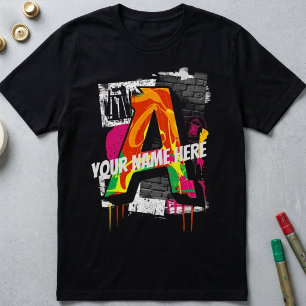 T-shirt Lettre "A" de style Graffiti personnalisable