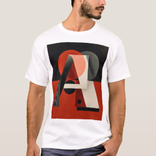 T-shirt Lettre A – Géométrie constructiviste sur fond roug